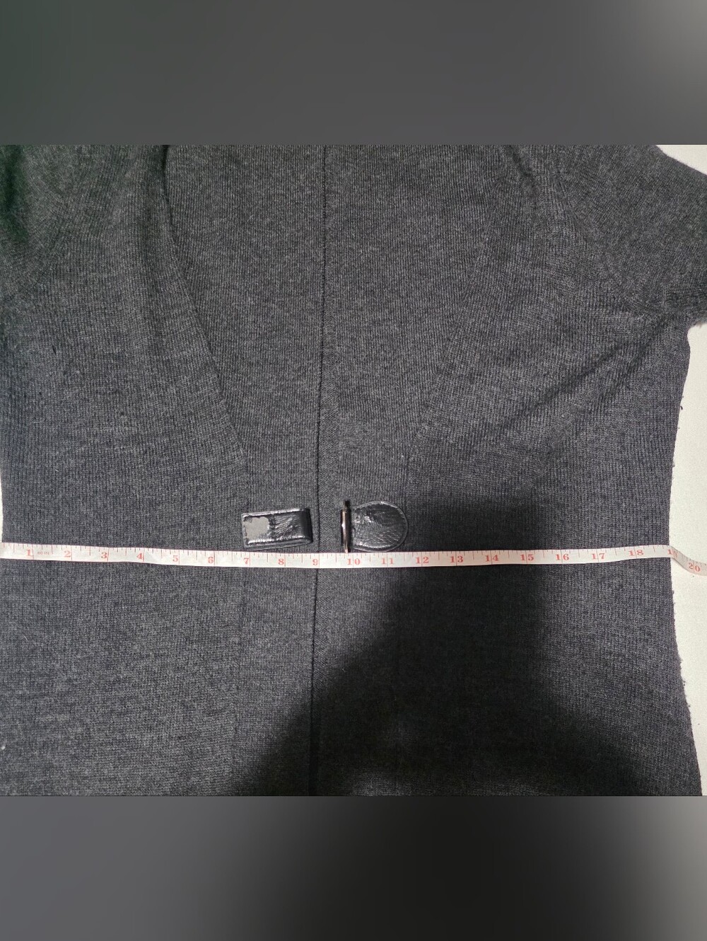 Valerie Bertinelli 100% Merino Wool Long Cardigan XL Gray Belted - Picture 7 of 8